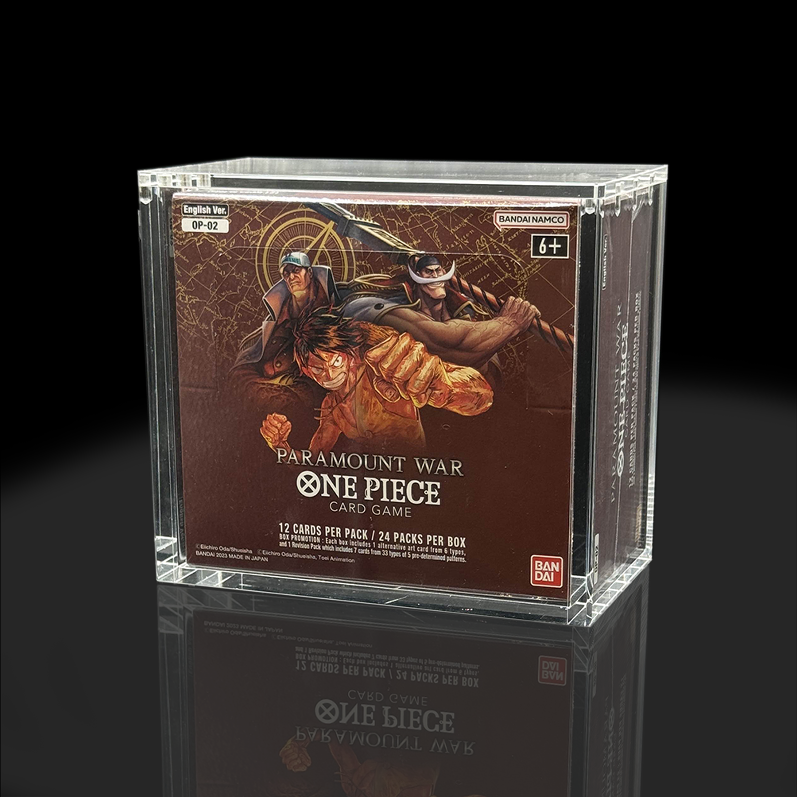 Acrylic Display Case For One Piece TCG Booster Box (First Print OP01 & OP02) - Sun & Moon Era Acrylic Display Case For One Piece TCG Booster Box (First Print OP01 & OP02) - Sun & Moon Era